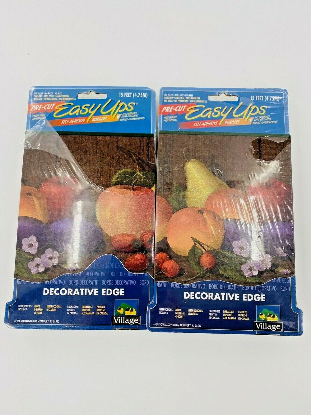 Tuscany Fruit Design Self Adhesive Wallpaper Border Easy Ups Lot of 2 Decorative